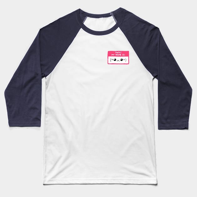 Hello! My Name Is Cat Kaomoji Baseball T-Shirt by DefinitelyJenny